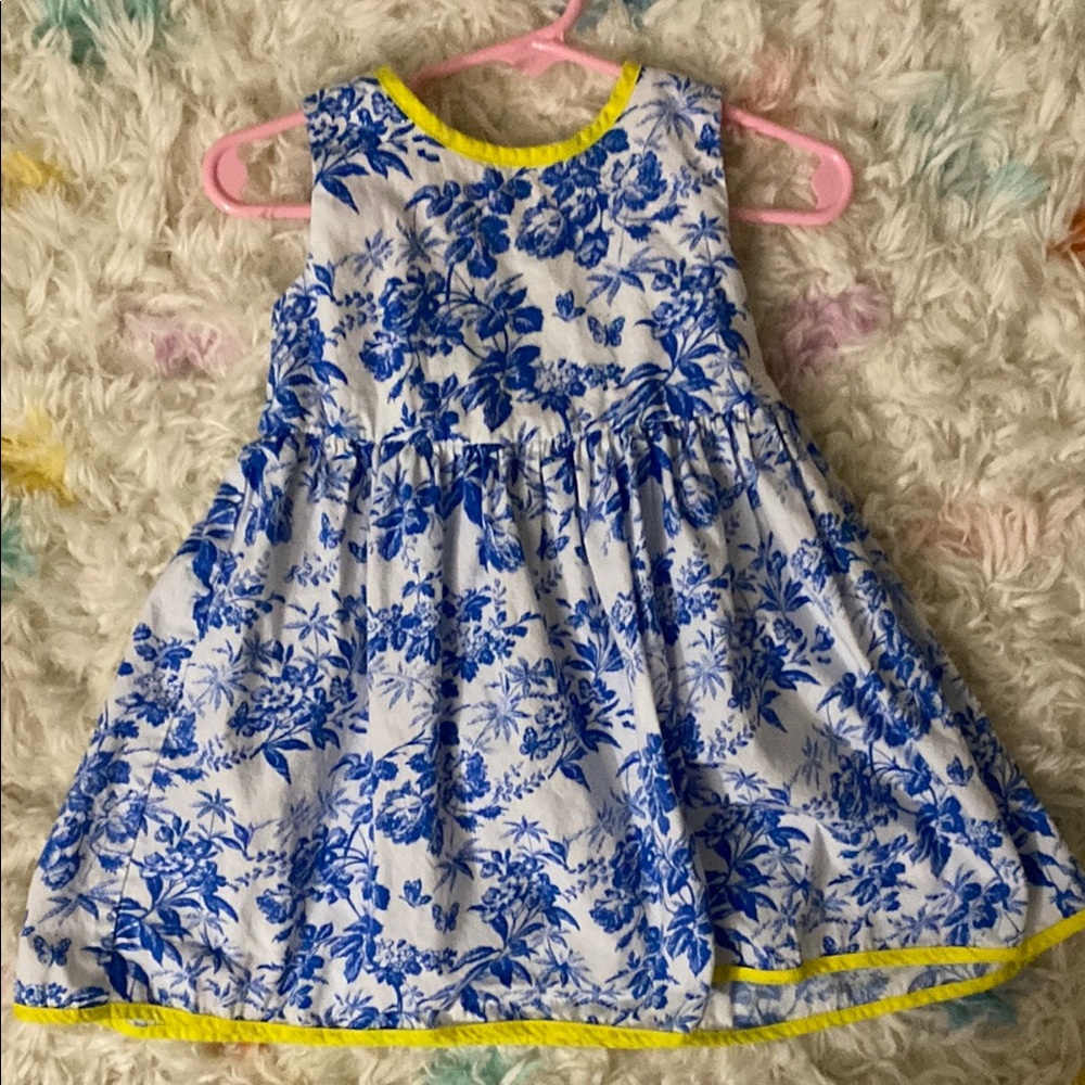 Blue and White Sleeveless Sundress with Crew Neck